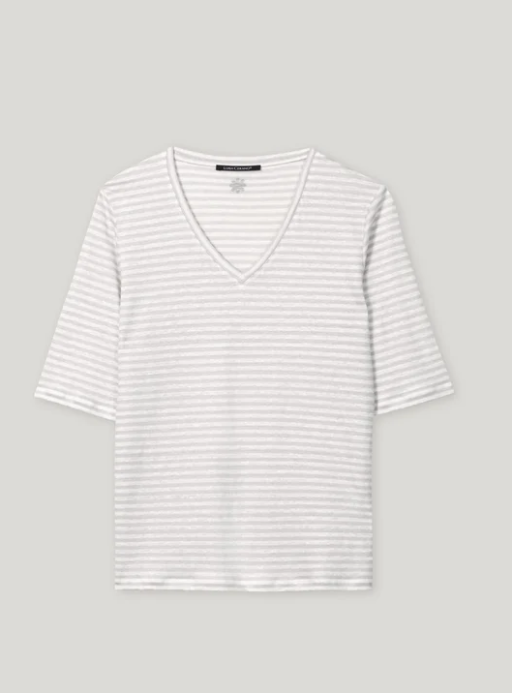 Luisa Cerano - Leinen Ringelshirt silver grey