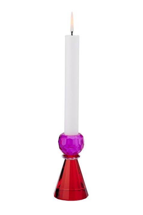 Sari Kristallglas Kerzenhalter Höhe 11 cm pink/rot