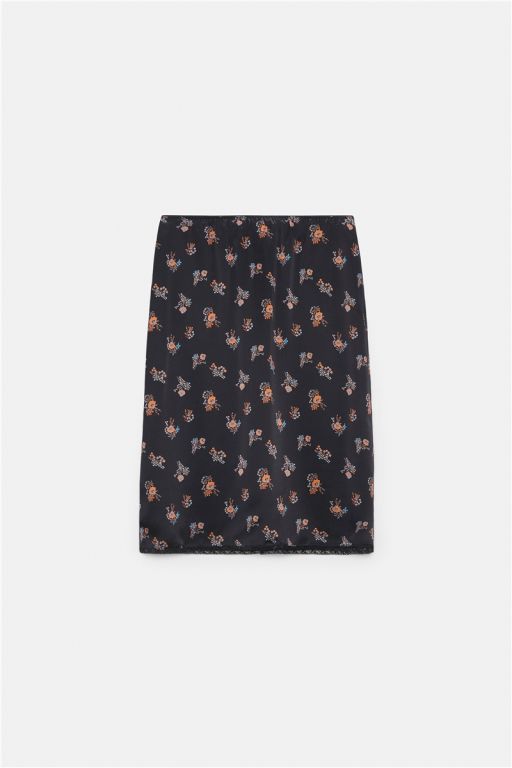 Dorothee Schumacher - Lingerie-Rock aus bedrucktem Seidensatin navy