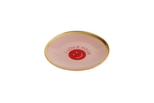 Love Plates Glasteller M Smile rund rosa