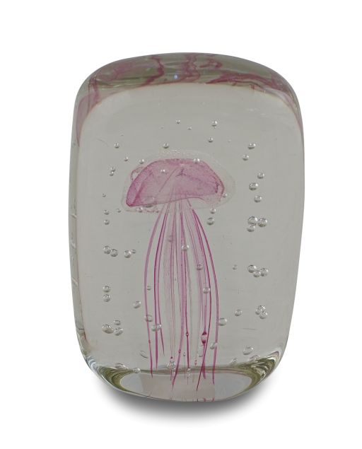 Glasobjekt mit Qualle rosa