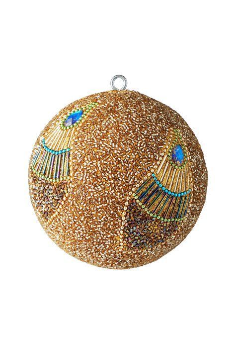 Opium Weihnachtskugel Pfauenmuster 10cm gold