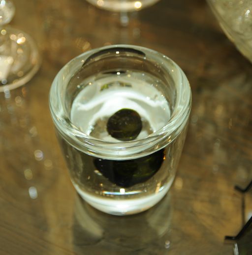 Glas Teelicht Vida in klar mit schwarz/grünem Element
