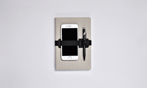 Nuuna - Notizbuch Voyager L grau mit Flexcover und Textilband