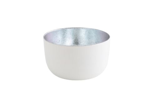 Windlicht Madras weiß shiny/silber S