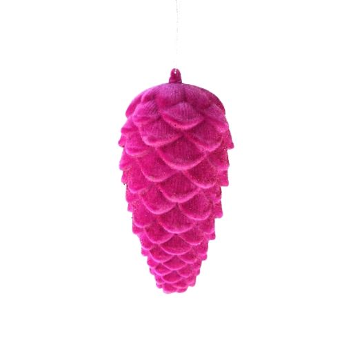 Hänger Zapfen magenta beflockt M