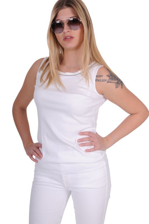 Fabiana Filippi - Baumwolltop mit Silberzierdetail weiß