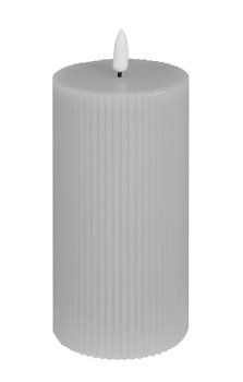 LED Kerze Flaca Rille grau 7,5 Ø 15h