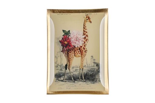 Love Plates Glasteller M Giraffe Goldrand weiss/rosa