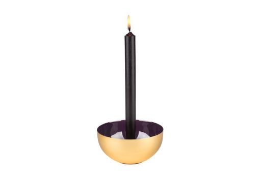 Kerzenhalter Layer M rund eggplant-gold