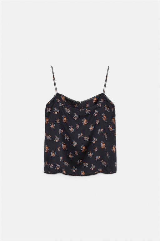 Dorothee Schumacher - Lingerie-Top aus bedrucktem Seidensatin navy