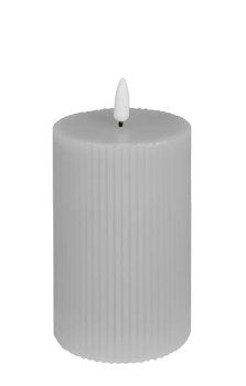 LED Kerze Flaca Rille grau 12,5 Ø 10h