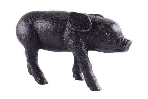 Schweinchen Glitzer schwarz L