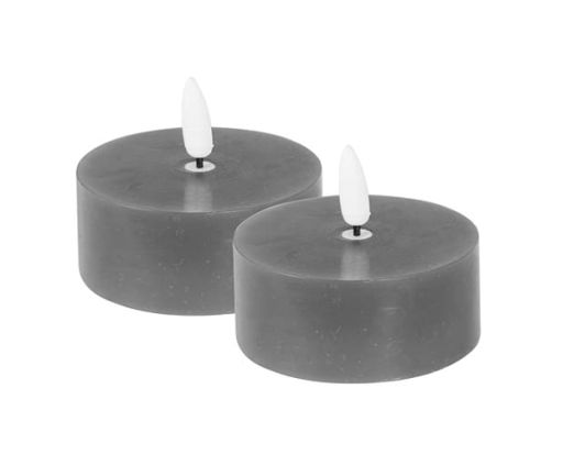 LED Teelicht Flaca 2er Set grau 4,3 Ø 2,7